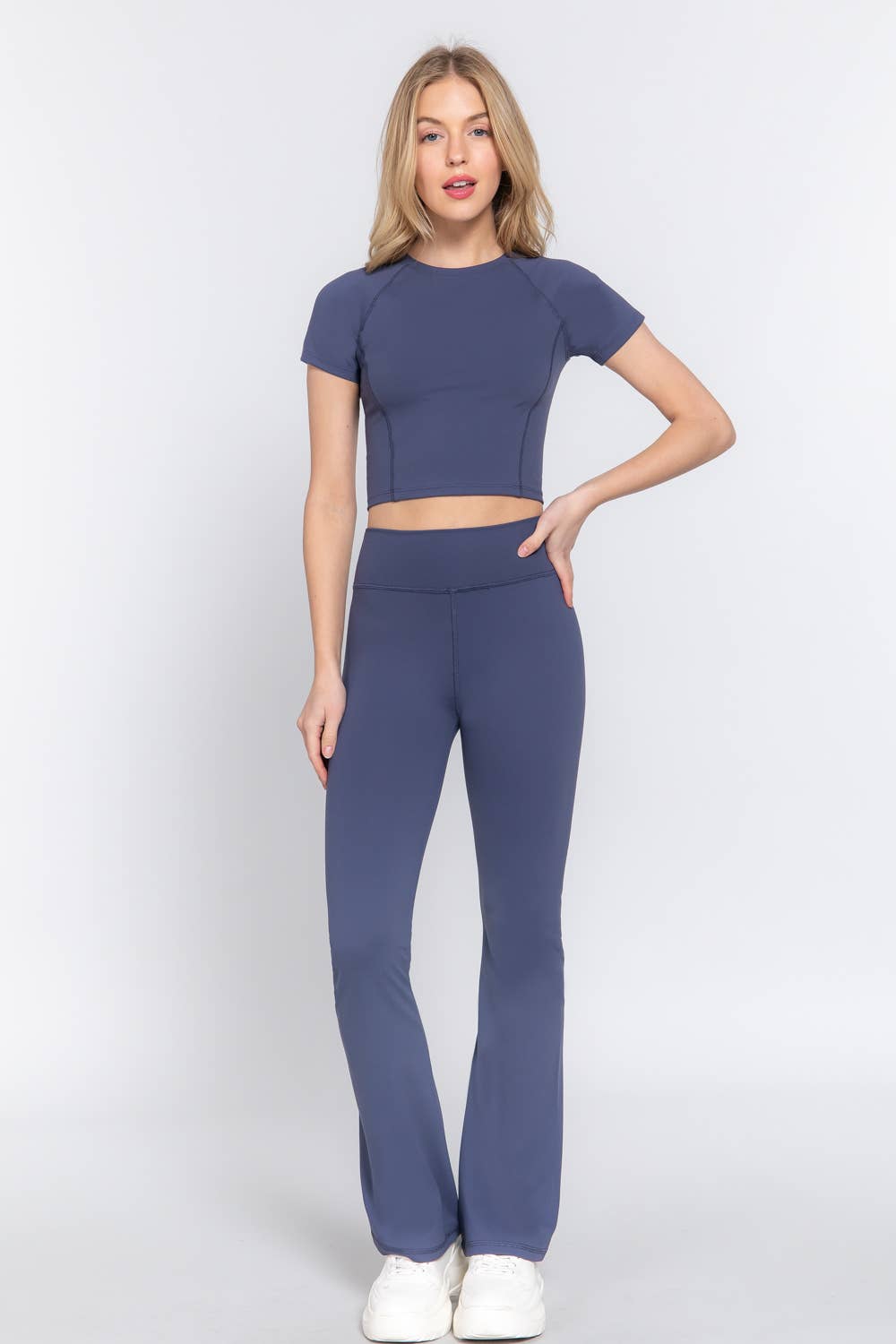 Waist Band Flare Stretch Workout Long Pants