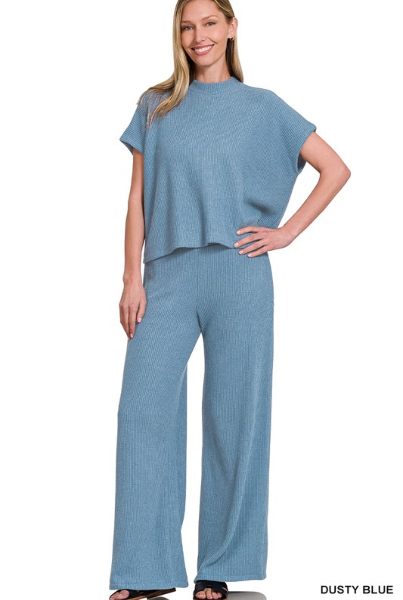 Dusty blue sweater set