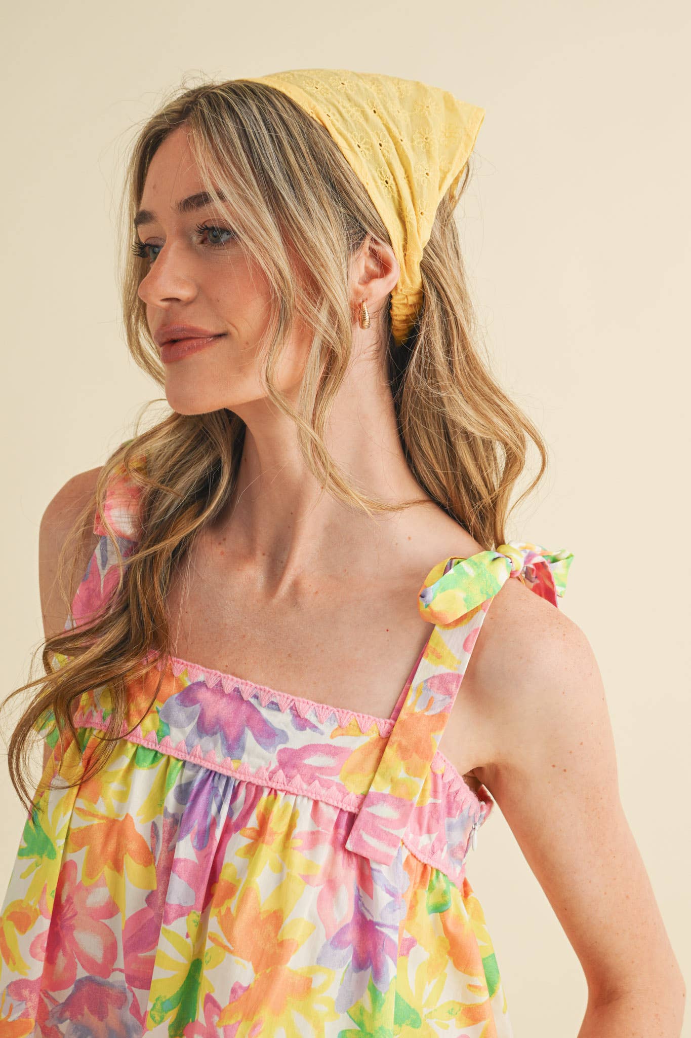 EXCLUSIVE PRT FLORAL TIE SHOULDR TOP AND SHORTS SET MPST4095