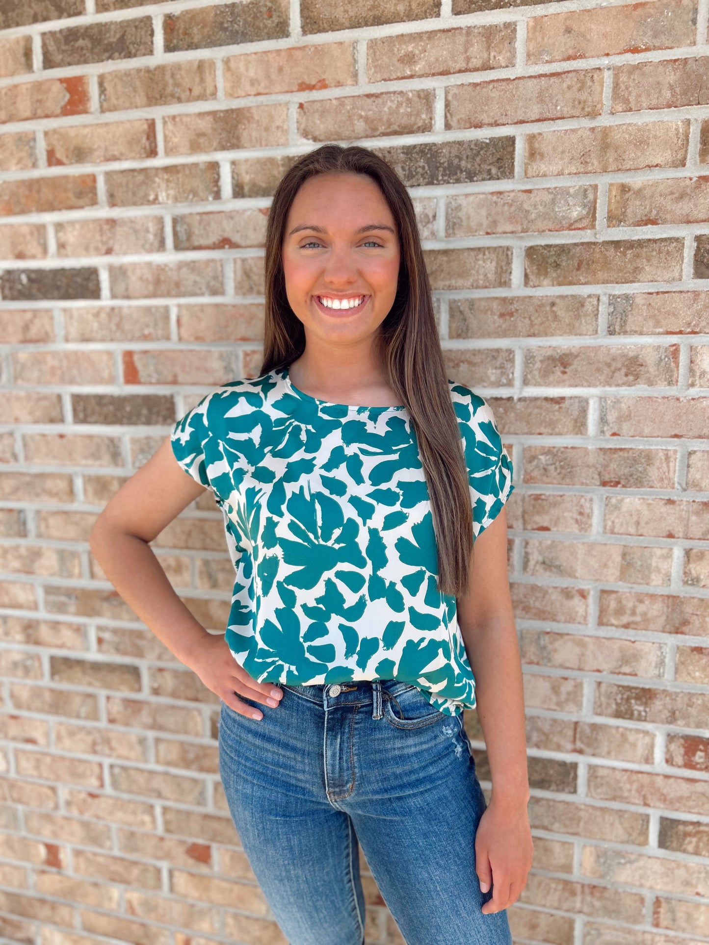 Short sleeve floral print top