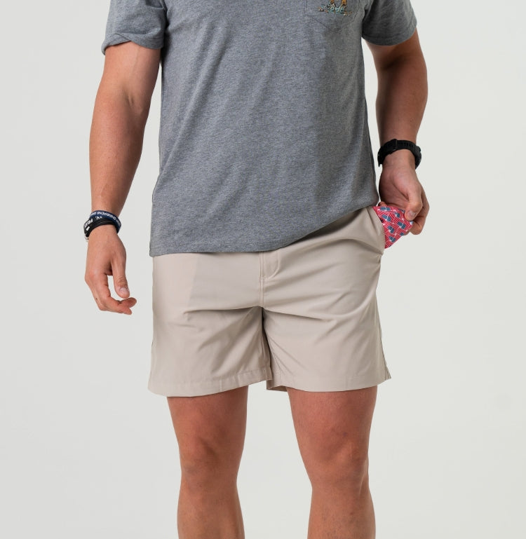 Burlebo Light Khaki - American flag pocket 7 inch everyday short
