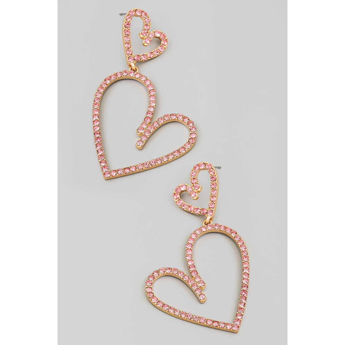 Studded Layered Hearts Dangle Earrings