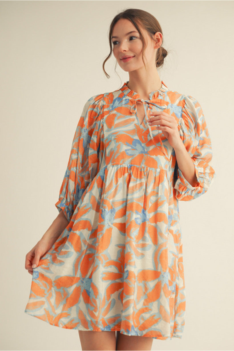Orange Mix floral dress