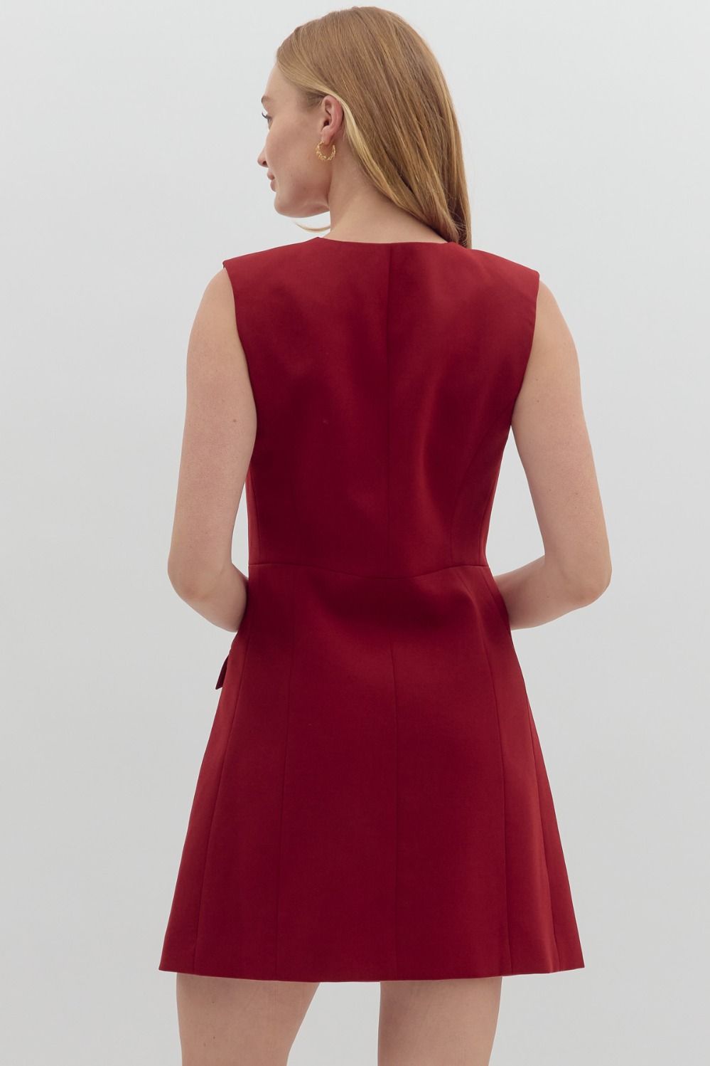Burgundy Dress w/ Gold Buttons