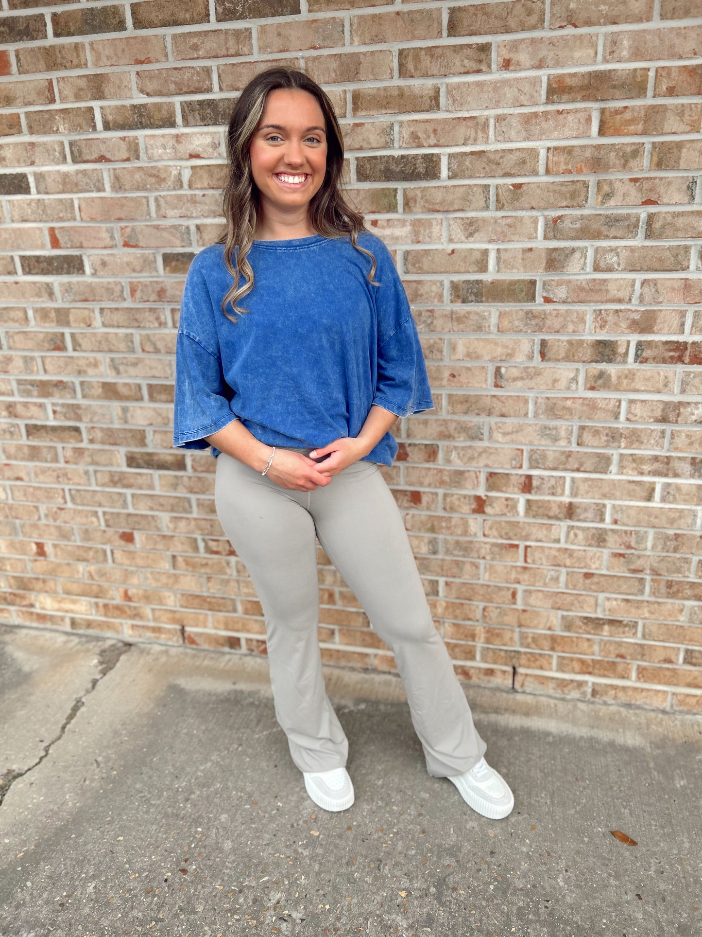 Blueberry acid washed oversized tee