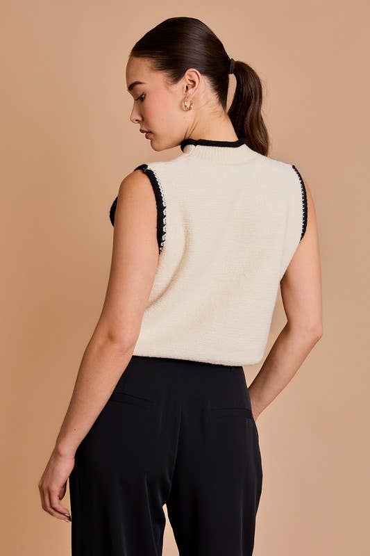 Mock Neck Sleeveless Sweater Top