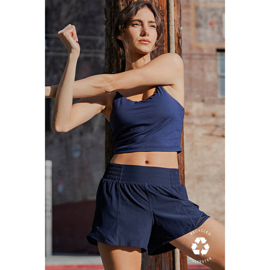 BLUE RECYCLED ACTIVE SHORT WITH MESH