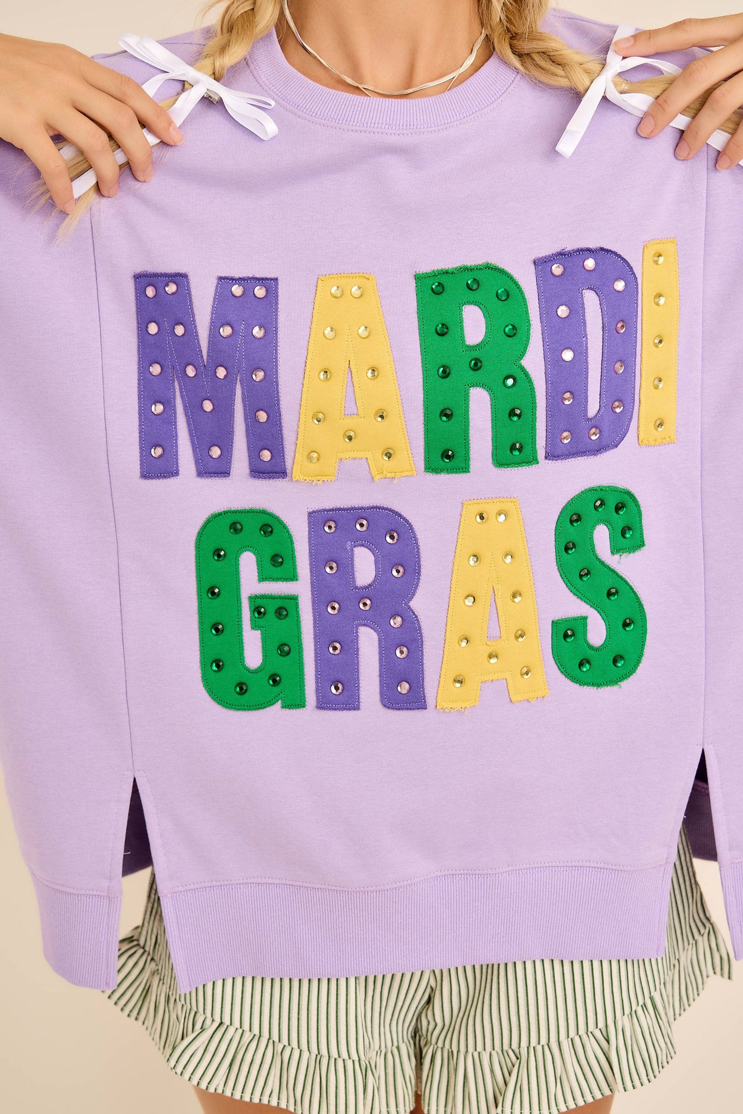 Mardi Gras Oversized Graphic with Stud Details