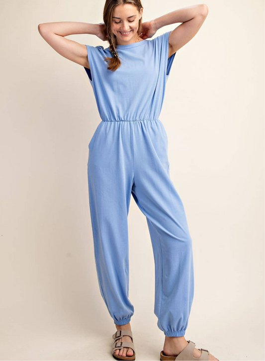 COTTON LYCRA OPEN BACK JUMPSUIT