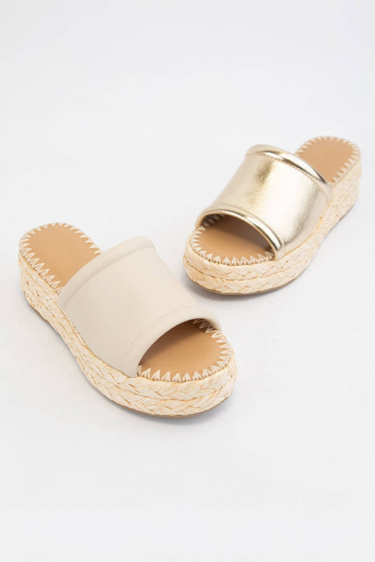 MONTE CHUNKY PLATFORM RAFFIA HEEL SLIP ON WEDGE