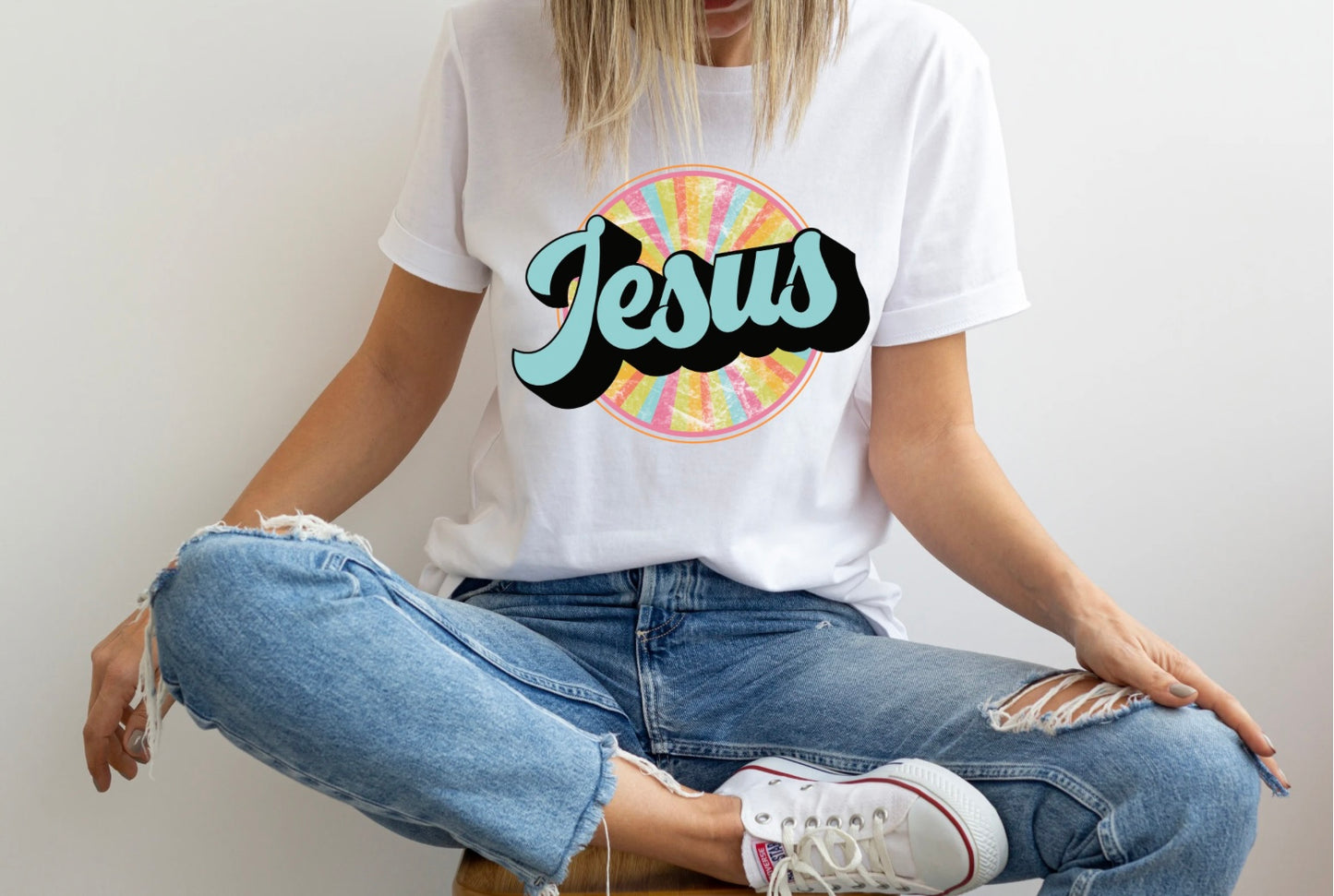 Jesus, colorful wheel T/S