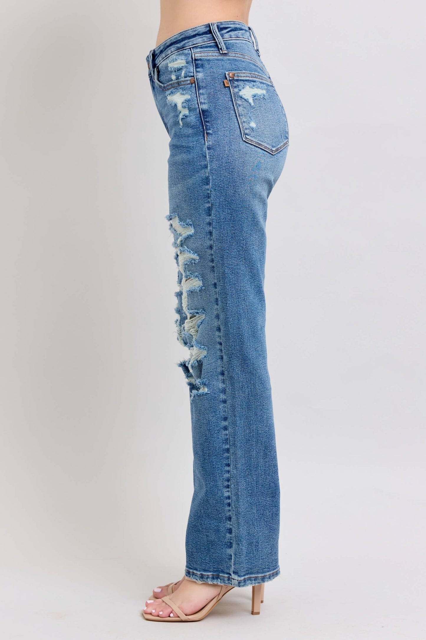Judy Blue Heavy Distressed High Waisted Straight