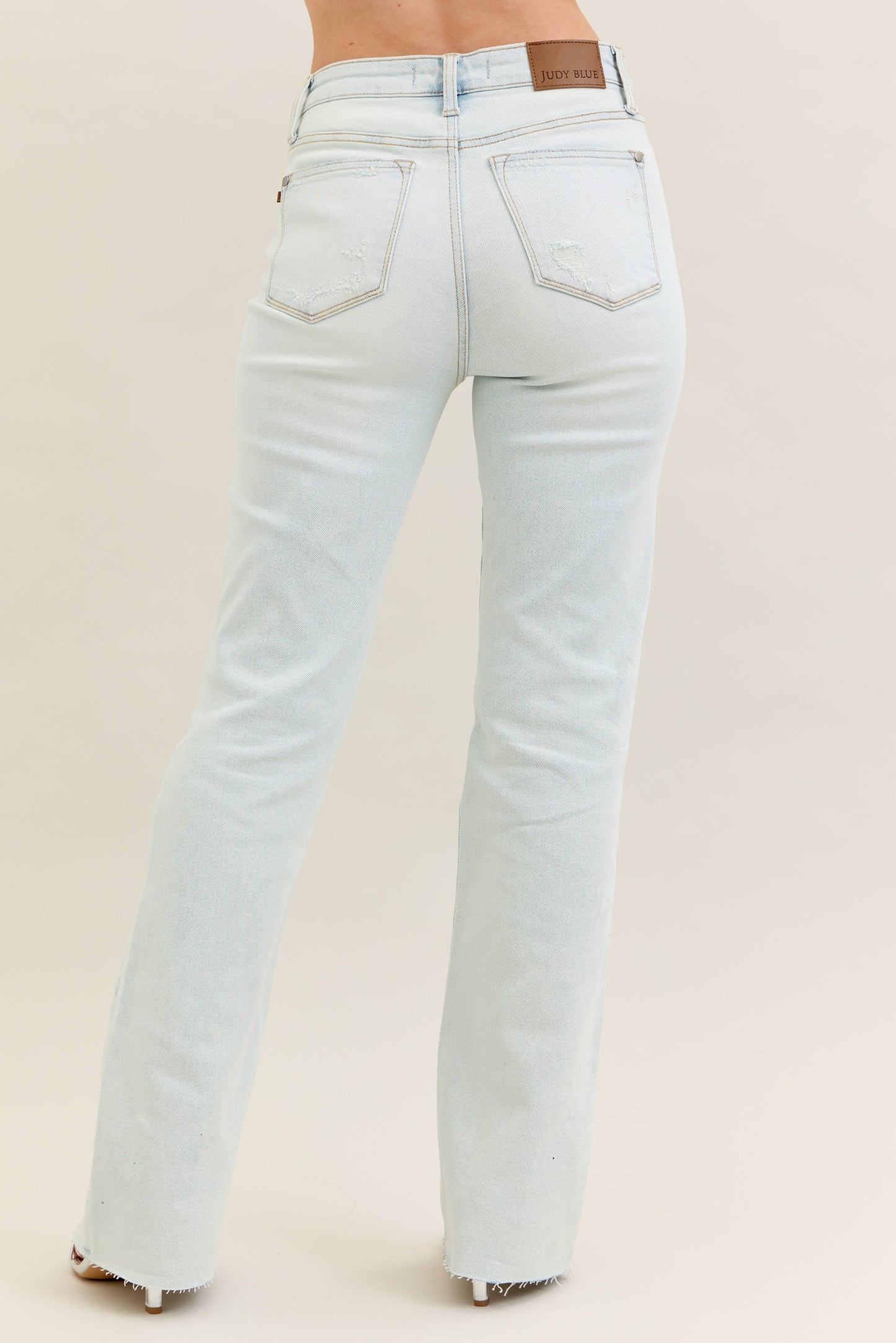 Mid Rise Distressed & Fray Hem Bootcut