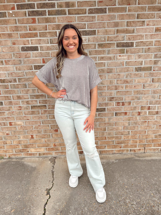 Brown corded ribbed top