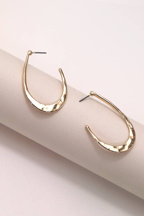 HAMMERED U SHAPE HOOP DROP EARRINGS |  80E2779