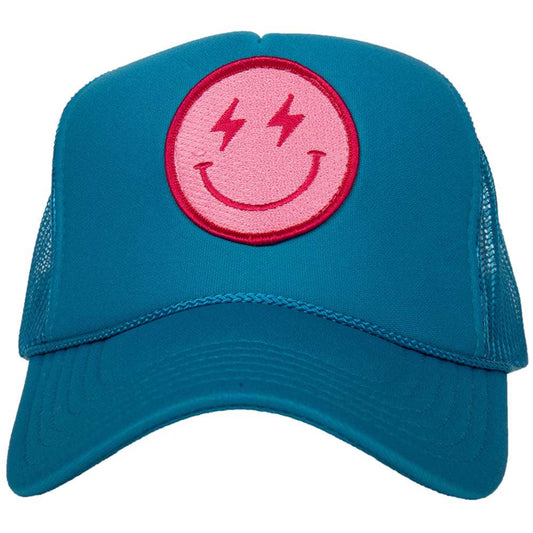 Hot Pink Lightning Happy Face Foam Trucker Hat