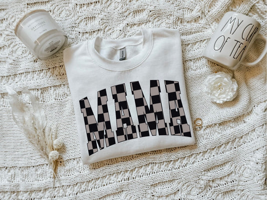 Mama black checkered T/S