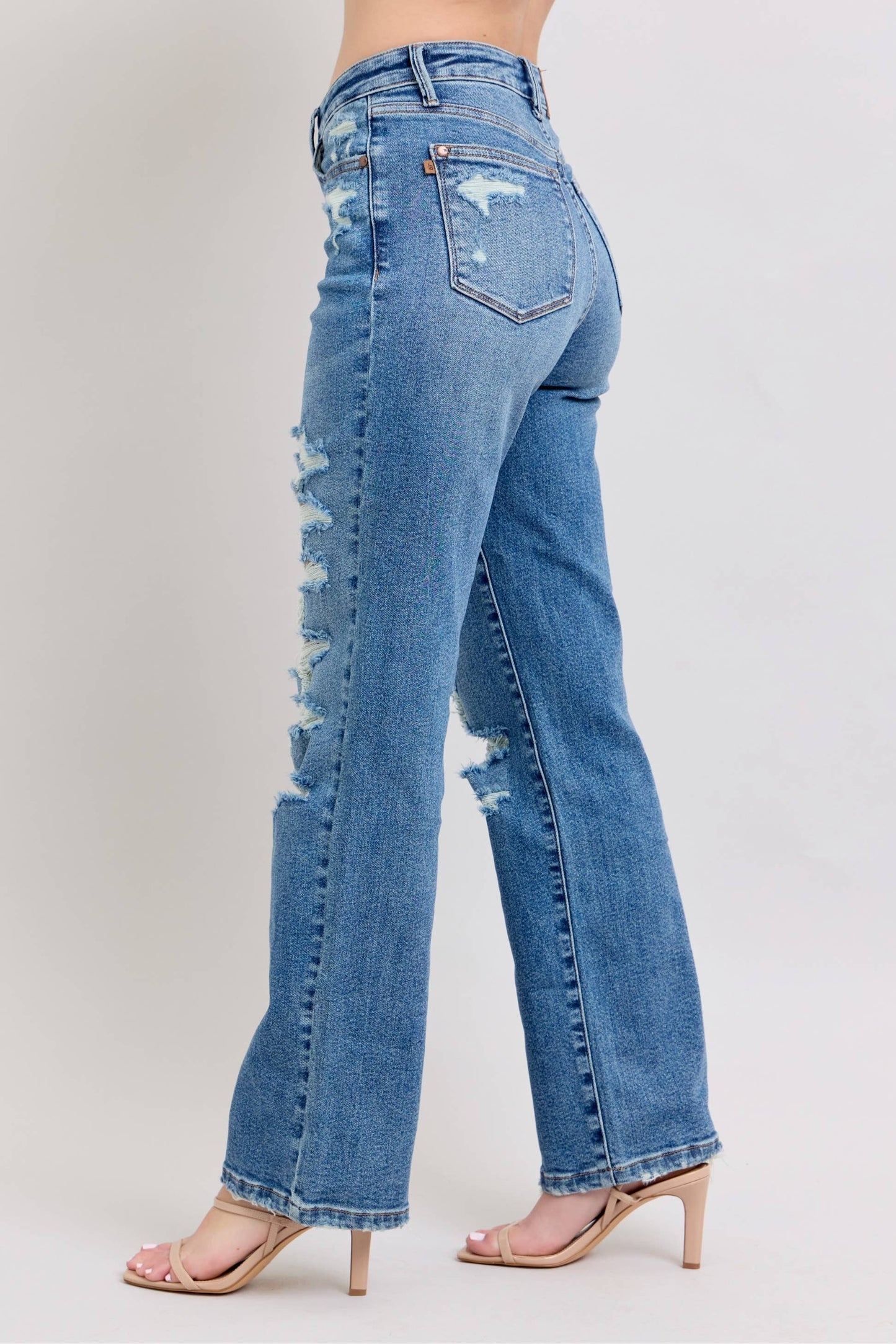 Judy Blue Heavy Distressed High Waisted Straight