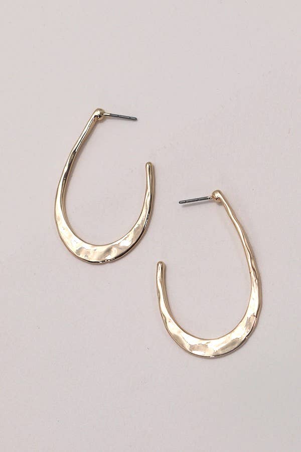 HAMMERED U SHAPE HOOP DROP EARRINGS |  80E2779