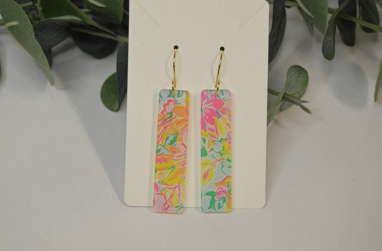 Floral rectangular earrings