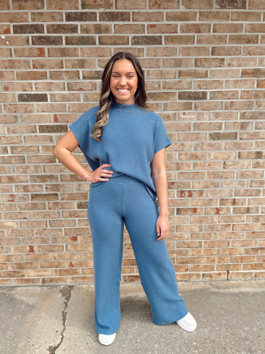 Dusty blue sweater set