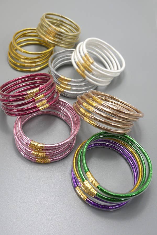 JELLY TUBE GLITTER FOIL BANGLE BRACELETS