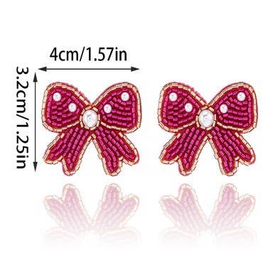 SEED BEAD BOW RIBBON BEADED EARRINGS | 40E313