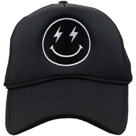 Black Lightning Happy Face Foam Trucker Hat