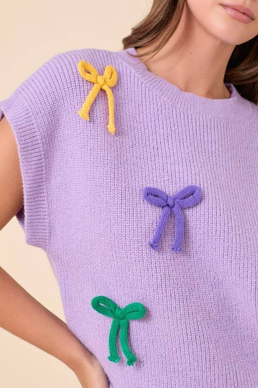 Mardi Gras Ribbon Bow Color Way Knit