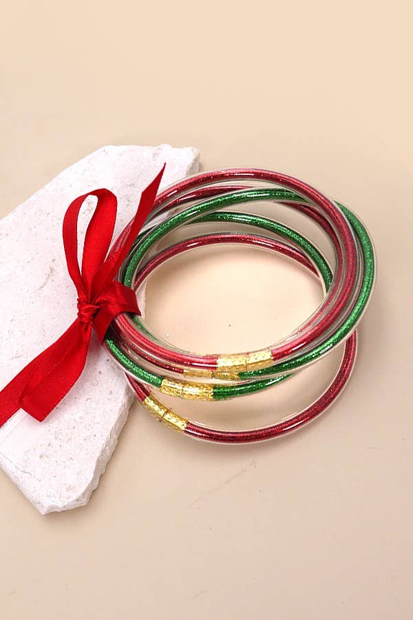 JELLY TUBE GLITTER FOIL BANGLE BRACELETS