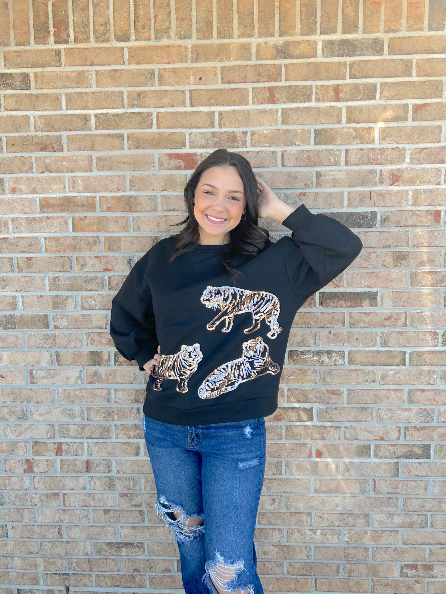 SALE Sequin Animal Black Sweatshirt