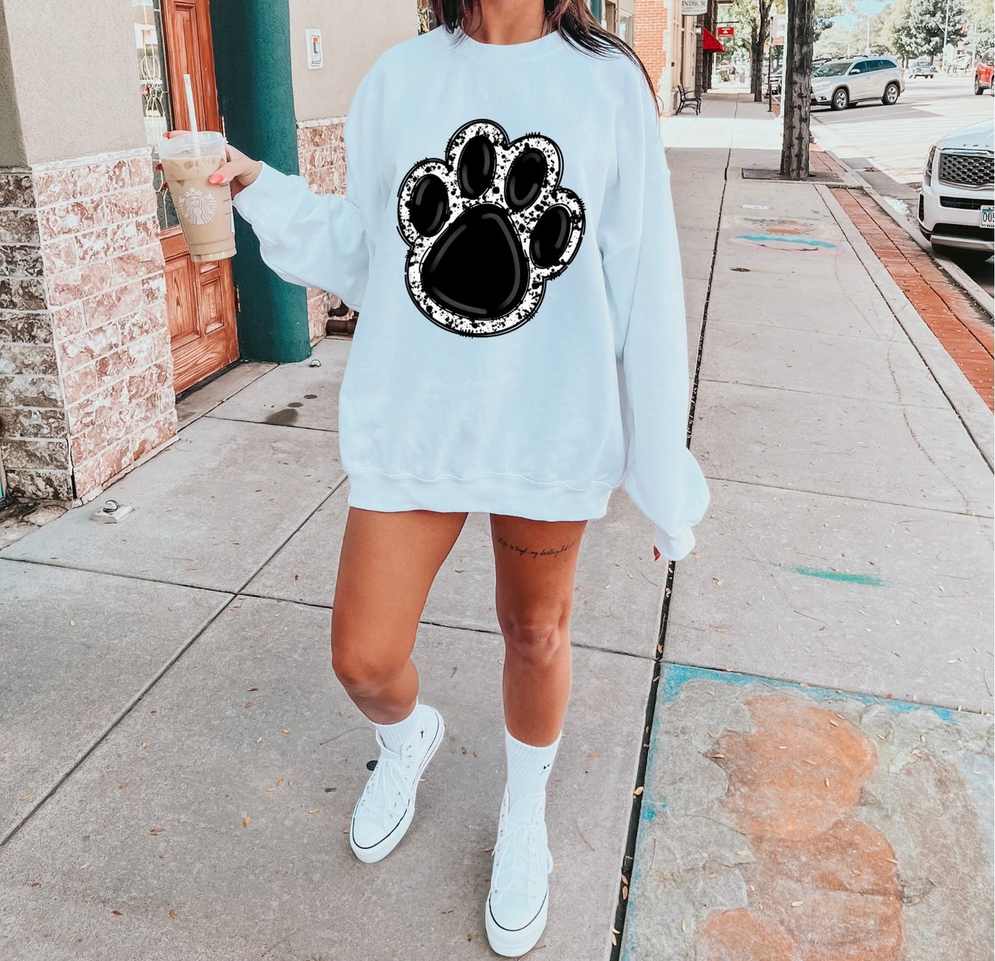 Black pawprint T/S