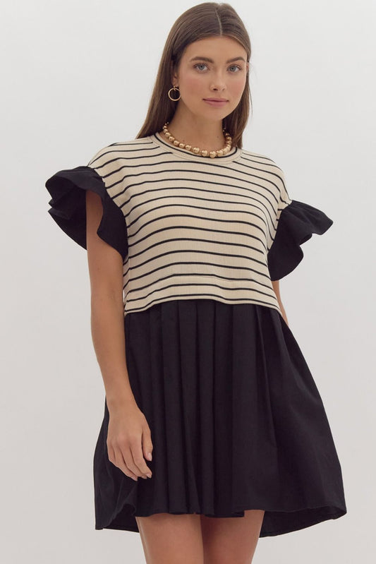 Black pleated ruffle dress