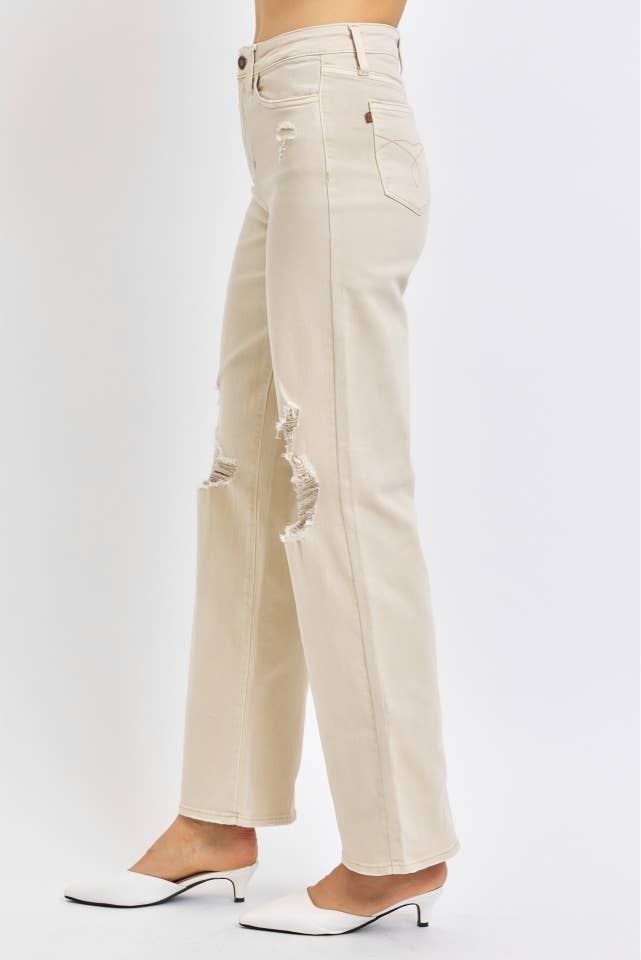 Judy Blue HW Garment Dyed Destroy 90's Straight