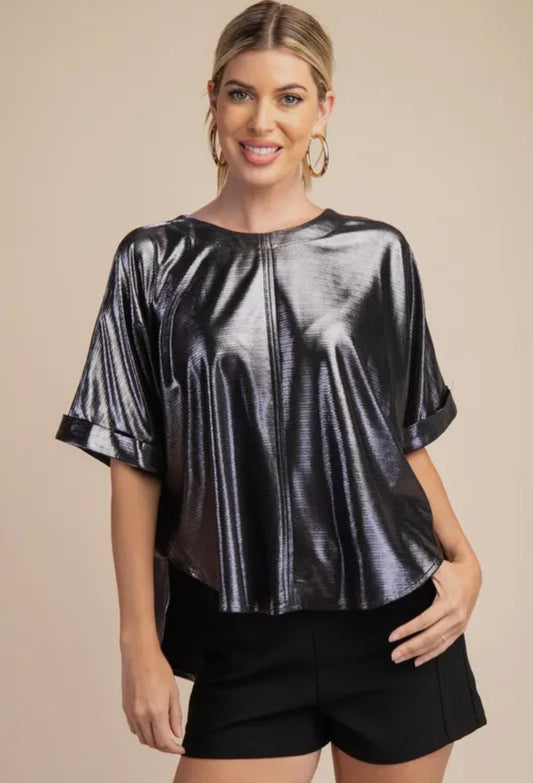 Silver Round Neck High And Low Top