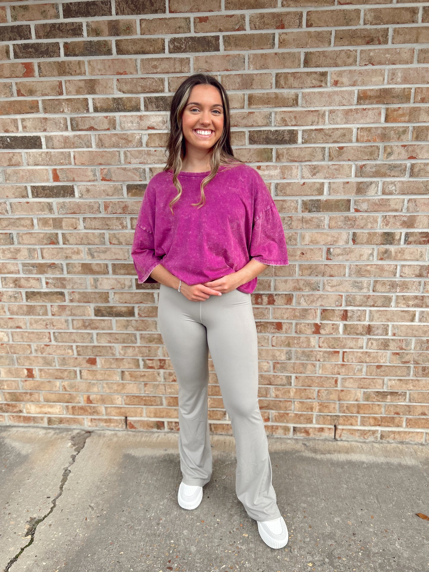 Lt plum acid washed crop boxed