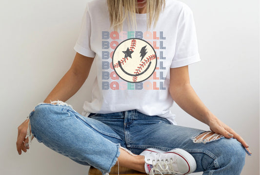 Baseball smiley T/S