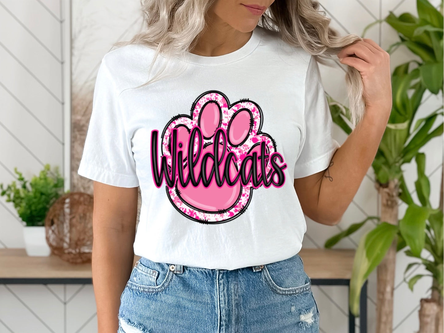 Pink Wildcats PawPrint Graphic T/S