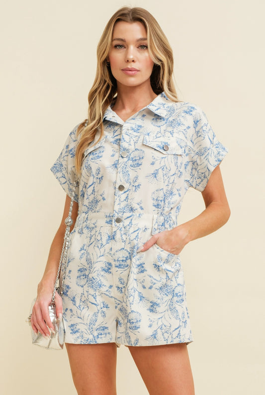 SALE Floral Button Up Romper