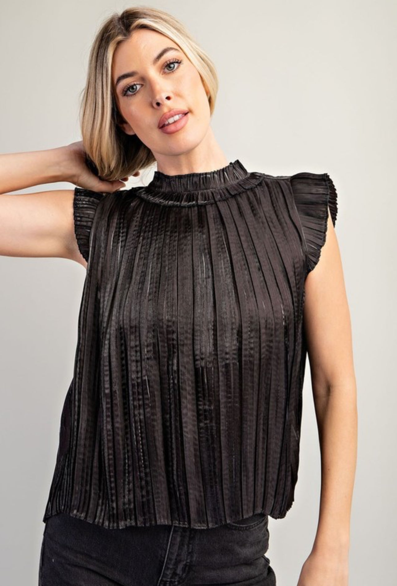 Black pleated blouse