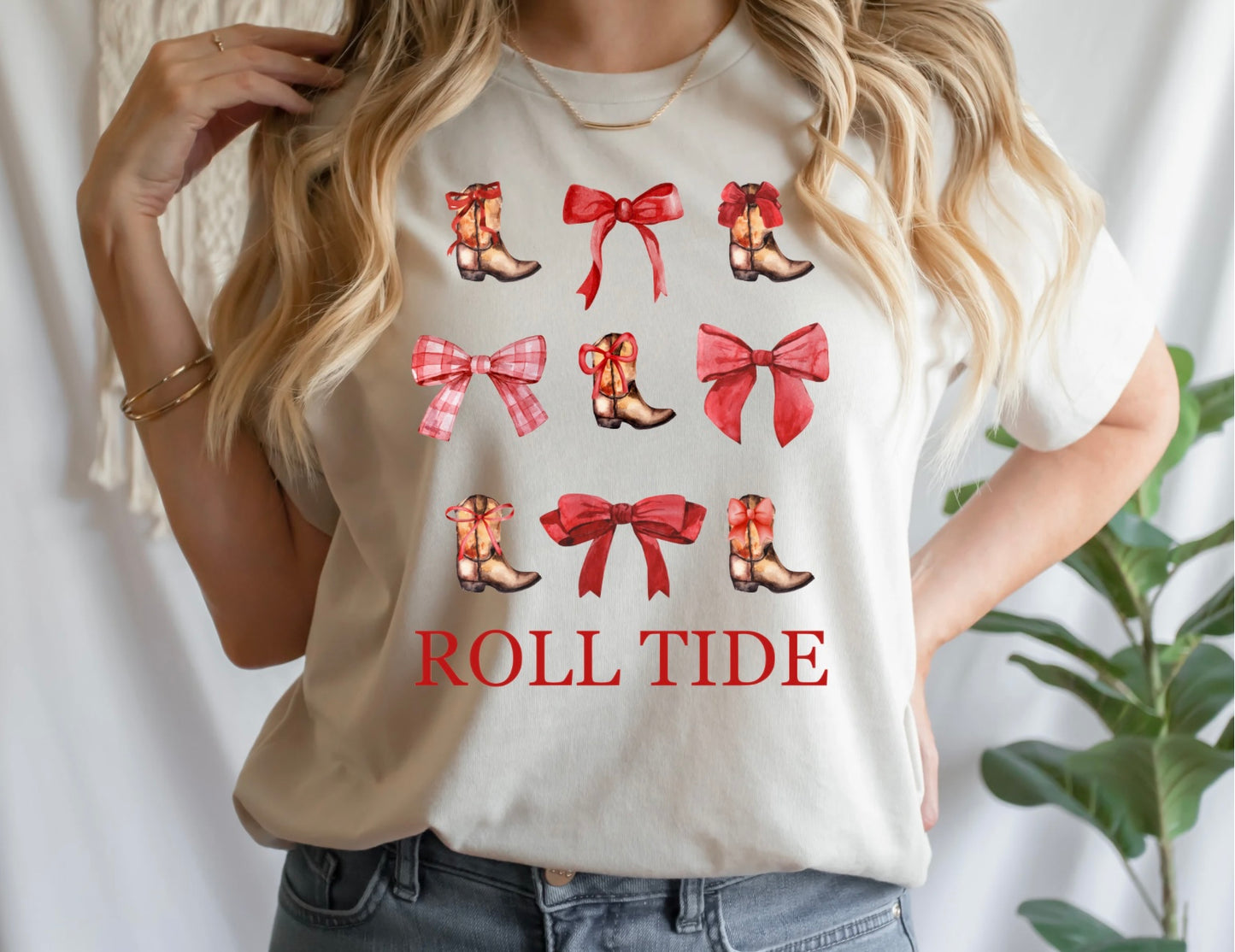 Roll Tide. boots and bows T/S