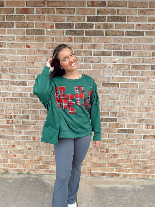 Christmas plaid oversized Merry top
