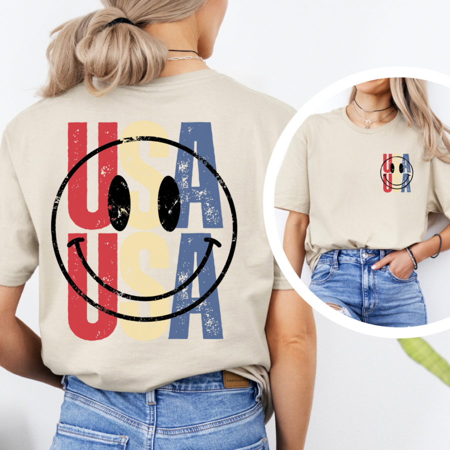 USA smiley T/S