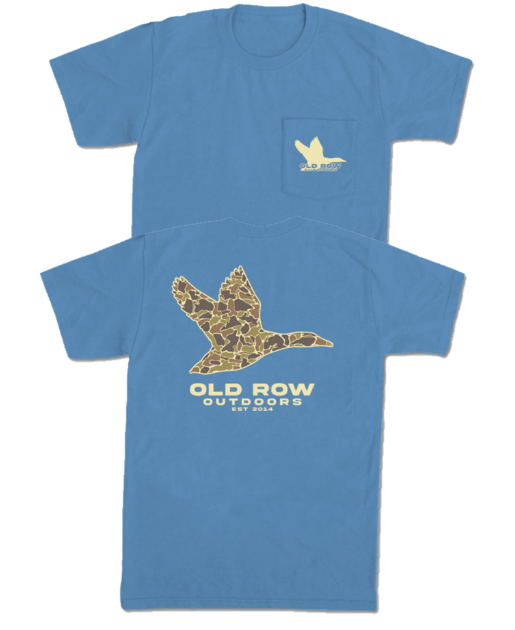 Old row outdoors flying duck pocket tee