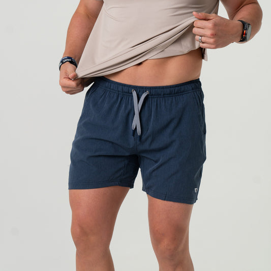 Burlebo heather navy 5.5” athletic shorts