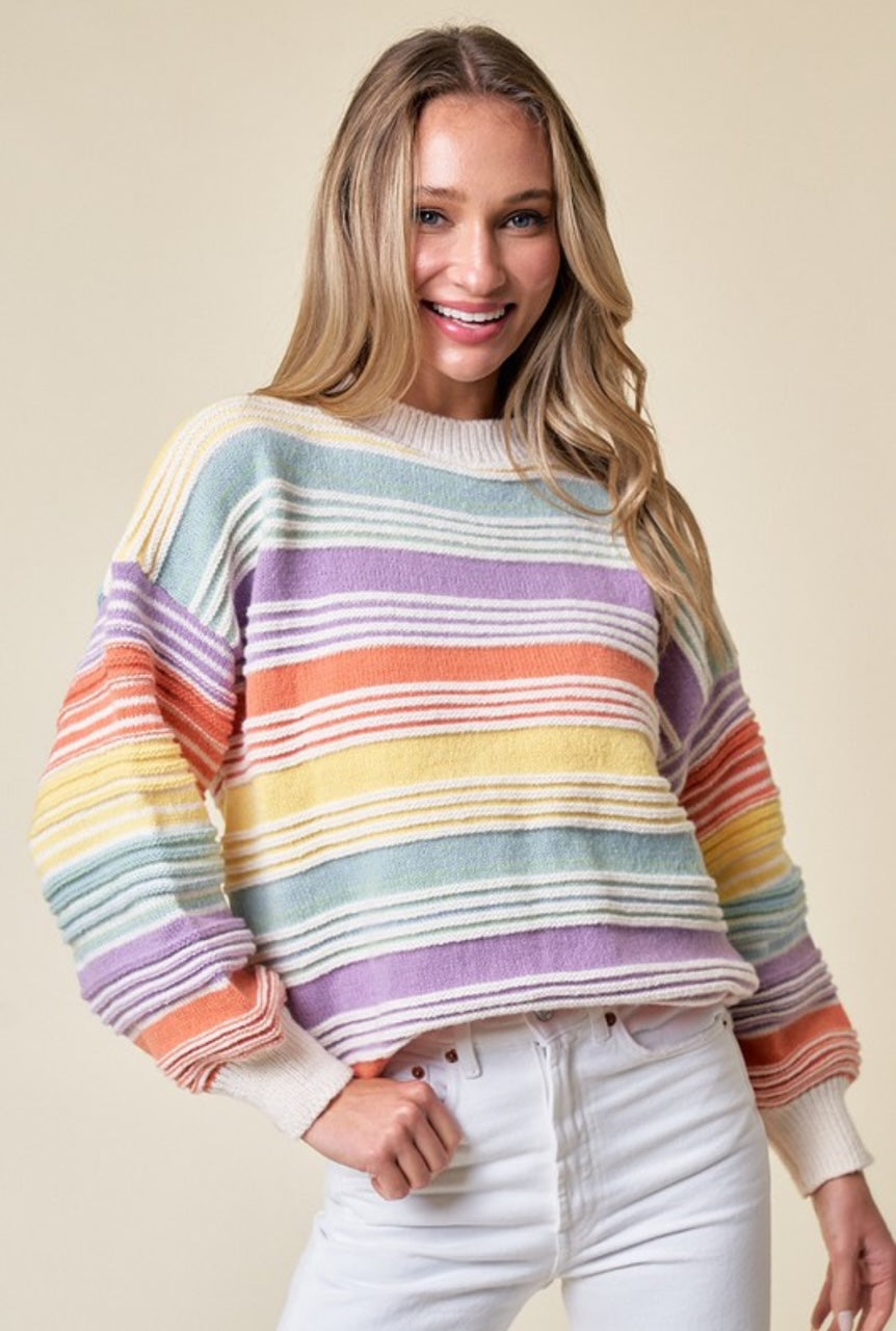 Over the Rainbow multi colored striped sweater