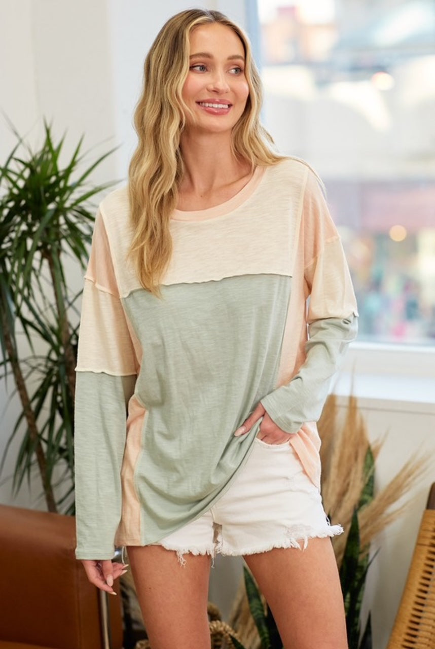 Let get together sage & peach block top