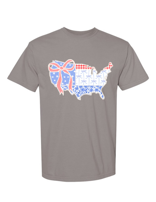 T-shirt/Sweatshirt USA bow faux embroidered