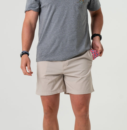 Burlebo Light Khaki - American flag pocket 7 inch everyday short