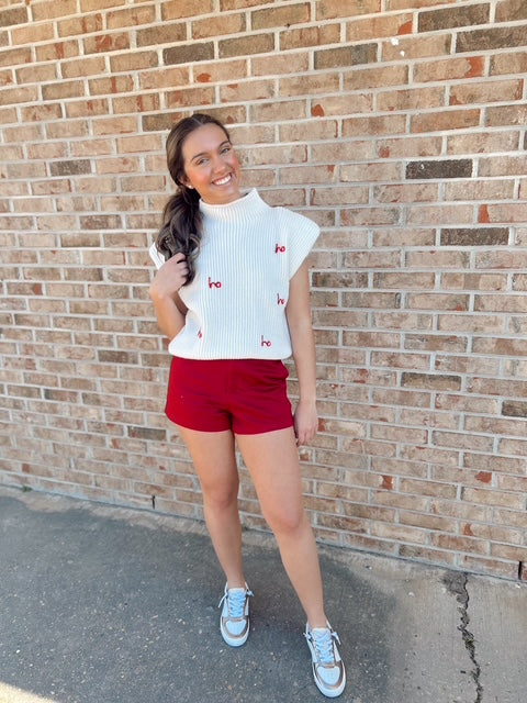 Burgundy High Waist Shorts